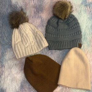 Express beanie, Old Navy, C.C + cream blue and brown
